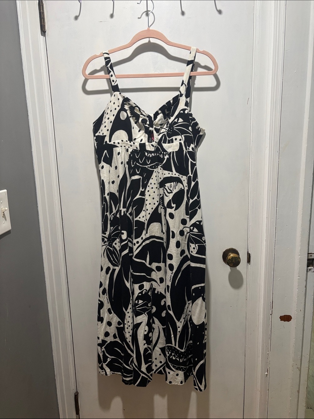 FARM RIO tropical toucan parrot crocodile sleeveless midi dress size large rare